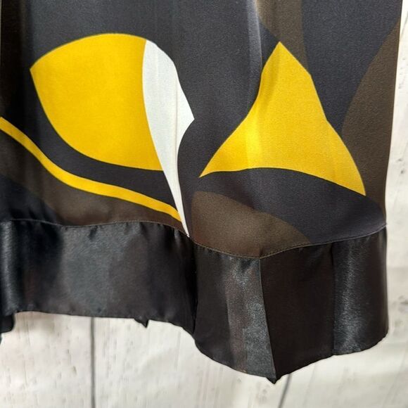 Nygard Collection Black White Yellow Abstract Midi Skirt Art Print Size 18 - Picture 7 of 12